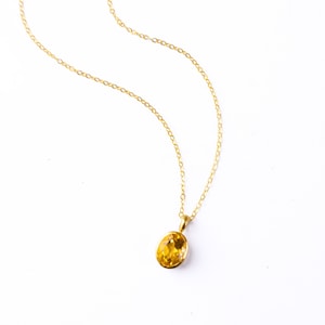 Large Oval Citrine Necklace, November Birthstone Pendant, Gold Layering Necklace, Oval Birthstone Necklace, November Birthday Gift for Her