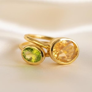 Gold Birthstone Ring Set for Mom • Stackable Family Rings, Custom Mothers Ring with Kids Birthstones, Personalized Jewelry Christmas Gift