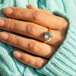 Oval London Blue Topaz Ring • December Birthstone Jewelry • Gold Gemstone Ring • Mother's Day Gift • December Birthday Gift for Her