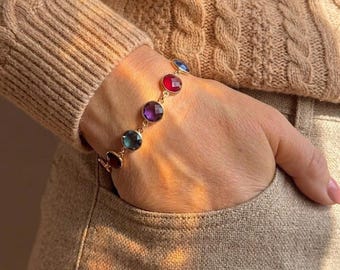 Personalized Birthstone Bracelet for Mom, Grandma Birthstone Bracelet, Custom Family Jewelry, Mother’s Day Gift for Nana Mimi Bracelet