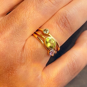 Custom Mom Birthstone Ring Set • Stackable Gold Family Rings, Personalized Gift for Mom, Dainty Mother&#39;s Ring Combo, New Mom Jewelry [MNB]