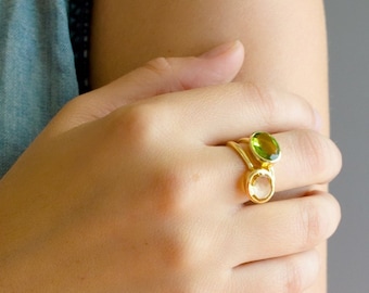 Citrine November Birthstone Ring・Champagne Oval Ring・Gold Gemstone Ring・Sterling Silver November Birthday Gift・ Birthstone mothers day gift