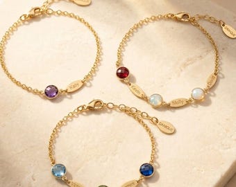 Personalized Birthstone Bracelet for Mom • Grandma Name Bracelet, Custom Family Bracelet, Mothers Day Gift, Kids Birthstones MIL [Raina]