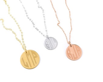 Personalized Monogram Necklace, Large Disc Necklace, Name Disc Necklace, Initial Necklace, Bridesmaid Necklace, Birthday Gift for women