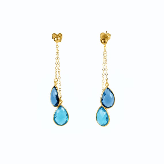Custom Birthstone Lariat Earrings Long Earring Dangle Earrings