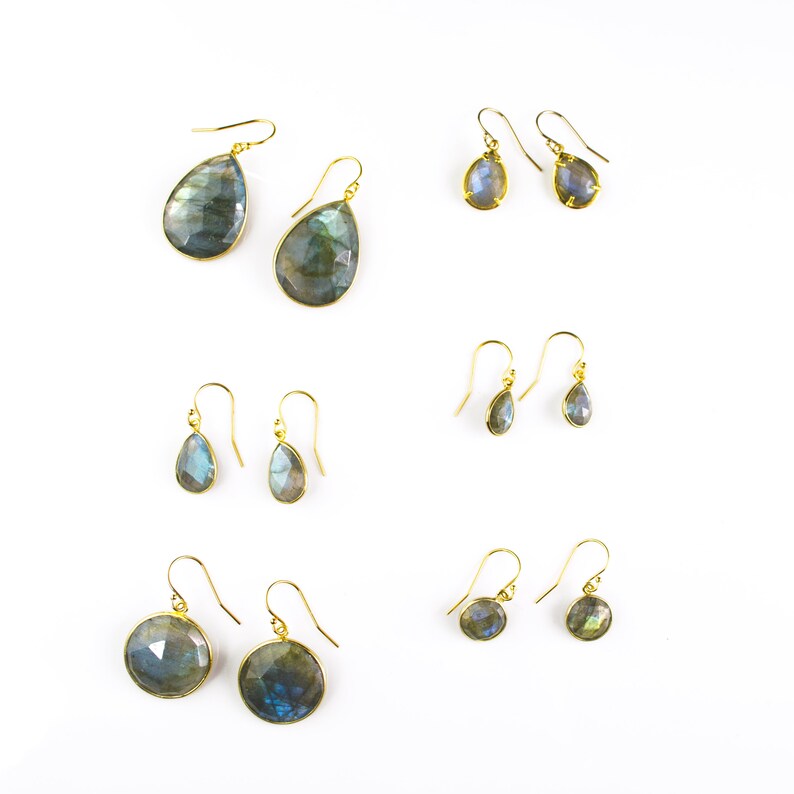 Blue Labradorite earrings, Gemstone earrings, gold drop earrings, Large Gemstone Earrings, Statement Earrings Dangle Earrings image 3