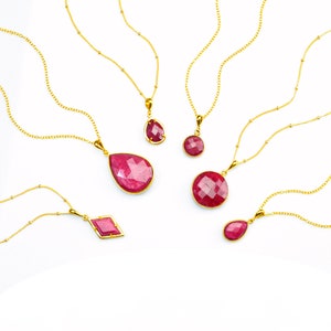July Birthstone Necklace, Ruby Necklace, Christmas Gift Teardrop Gemstone Pendant, July Birthday Gifts for her Bridesmaid Necklace