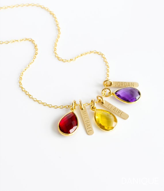 mothers necklace with birthstones and names