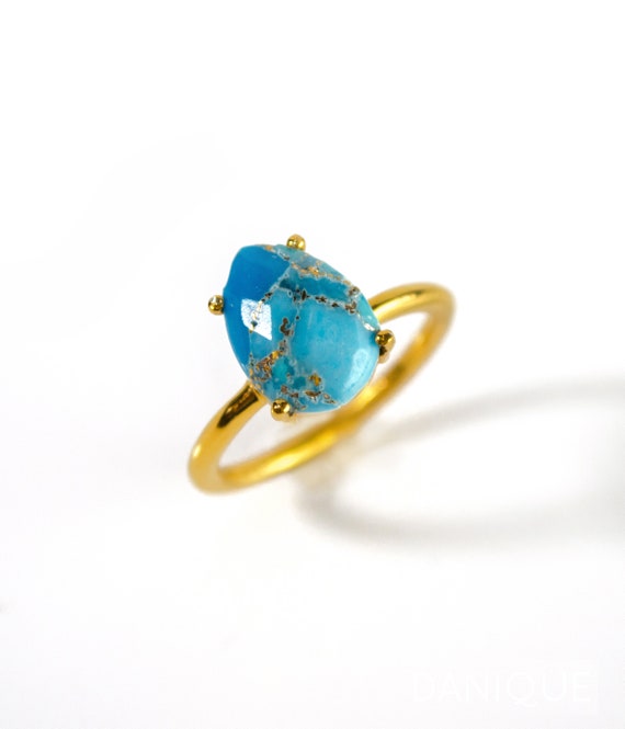 turquoise copper ring December birthstone jewelry wire wrapped turquoise jewelry gift for sagittarius women- US size 5 14 copper ring