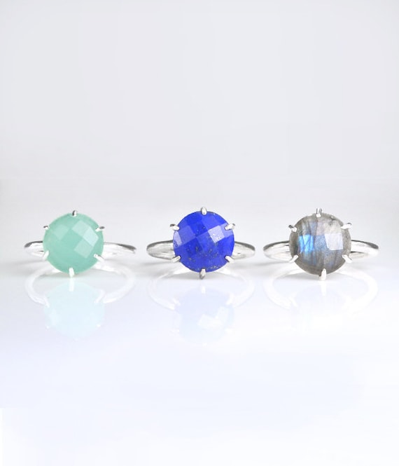 Nathis Rainbow Moonstone Round Prong Set Ring