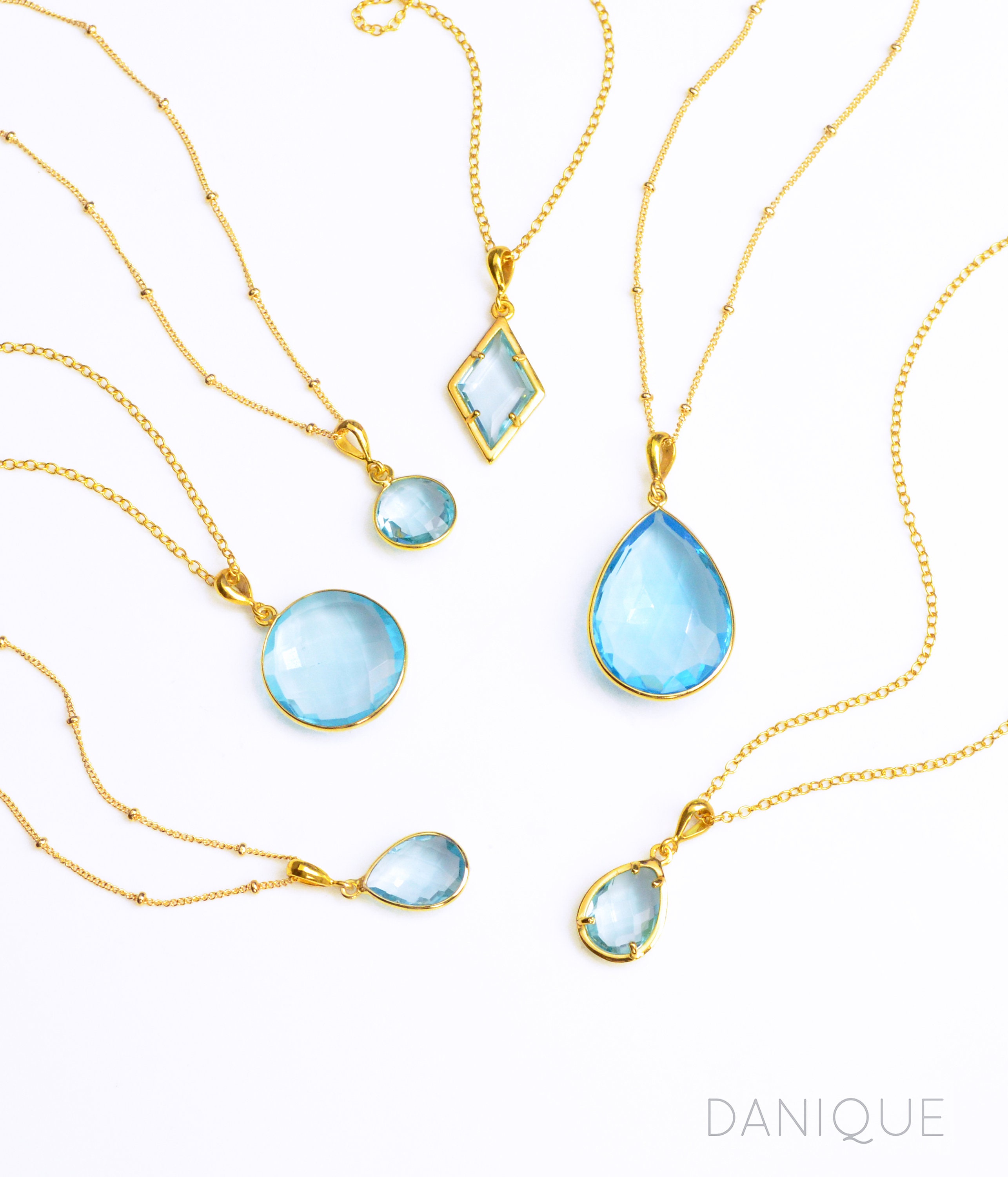 December Birthstone Necklace Blue Topaz 