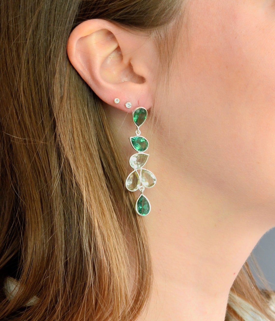 Large Elegant Statement Dangle Drop Earrings with Tourmaline Etsy