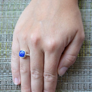 Lapis Ring, September Birthstone Ring, Gemstone Ring, Stacking Ring Gold Ring Cushion Ring mother's day gift for her September gift for mom image 4