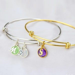 Mom bracelet birthstone Family bracelet Personalized Birthstone bangle bracelet grandma jewelry, stacking bangle, mothers initial bracelet