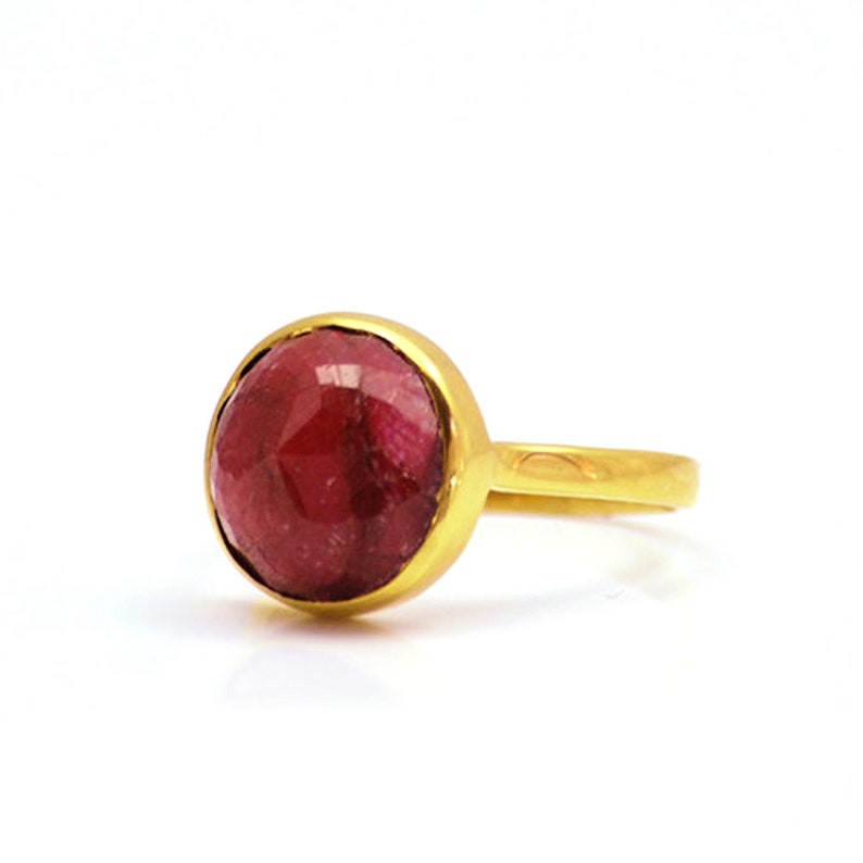 Red Ruby Ring Ruby Globe Ring July Birthstone Ring Natural Ruby Circle