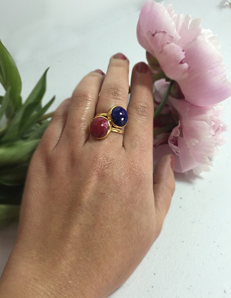 Red Ruby Ring Ruby Globe Ring July Birthstone Ring Natural Ruby Circle