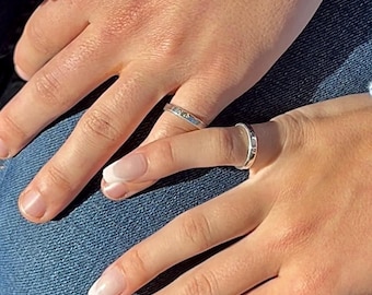 Custom Location Coordinates Ring • GPS Latitude Longitude Engraved Band • Unisex Couples Anniversary Promise Ring • Rose Gold, Silver, Gold