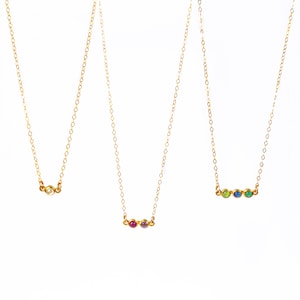 Personalized Minimalist Cabochon Birthstone Necklace, Rose Gold Sterling Silver Yellow Gold Custom Gemstone Bar Necklace, Gift for Her [MNB]