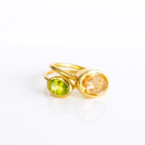Mom Ring Set Combo, Custom Birthstone Ring Set, Mother Daughter Ring Set, Stacking ring set, Christmas Gift for Mom, Citrine Peridot Ring