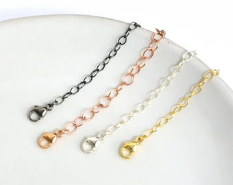 Cadena extensora de collar • Relleno de oro de 14 quilates, plata esterlina, oro rosa oxidado, extensor de joyería de 1 a 6 pulgadas, longitud ajustable con cierre de langosta