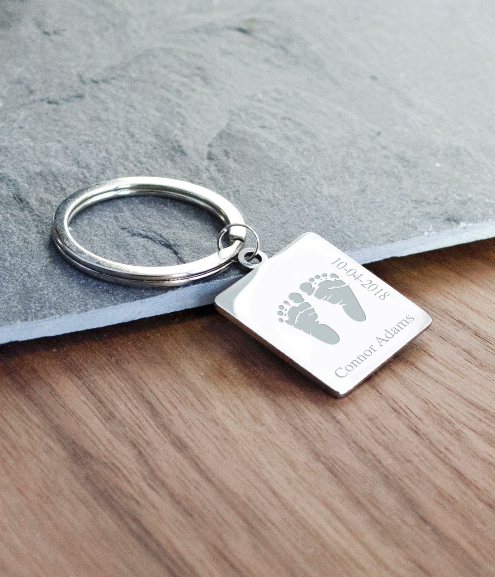 Actual Baby Footprint Keychain Personalized Keychain Key Etsy