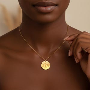 Collar con monograma personalizado, collar con disco grande, collar con disco con nombre, collar con inicial, collar para dama de honor, regalo de cumpleaños para mujer