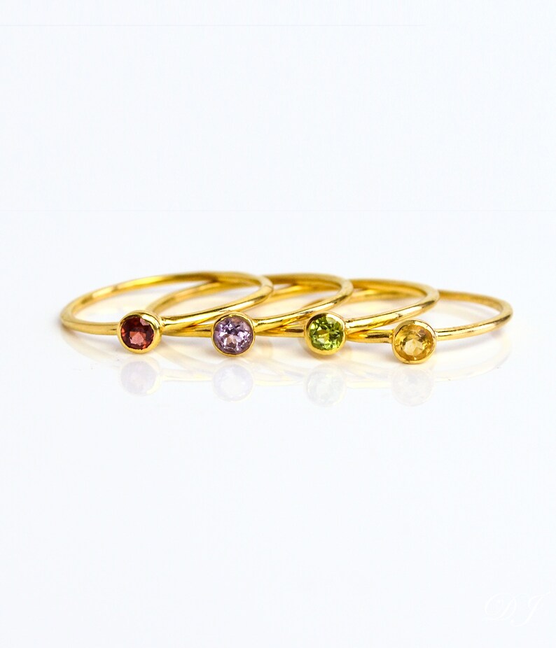 Stacking Mom Birthstone Rings Multiple Dainty Stackable Etsy