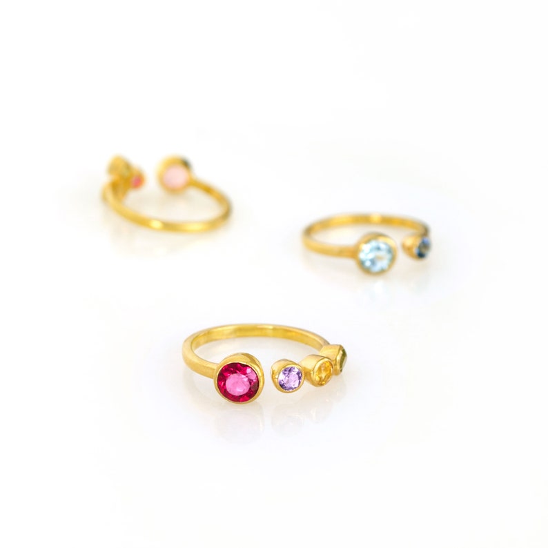 10k White Gold Mix & Match Birthstone Infinity Ring - Dual CZ Hearts, Customizable, Size 6