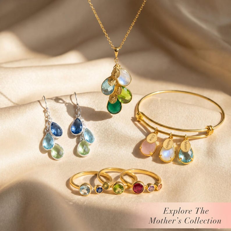Handmade birthstone bar bracelet with tiny faceted gemstones on a dainty chain, a custom jewelry gift representing loved ones, milestones, and memories.