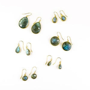 Blue Labradorite earrings, Gemstone earrings, gold drop earrings, Large Gemstone Earrings, Statement Earrings Dangle Earrings image 1