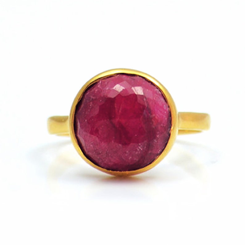 Red Ruby Ring Ruby Globe Ring July Birthstone Ring Natural Ruby Circle