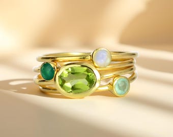 Custom Mom Birthstone Ring • Stacking Rings With Kids Birthstones