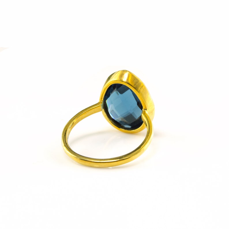 stackable ring blue bezel set ring statement ring Oval ring gold ring Teardrop Kyanite ring September Birthstone gemstone ring