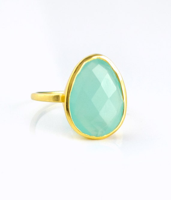 Large Chalcedony Teardrop Ring Large Chalcedony Teardrop Ring