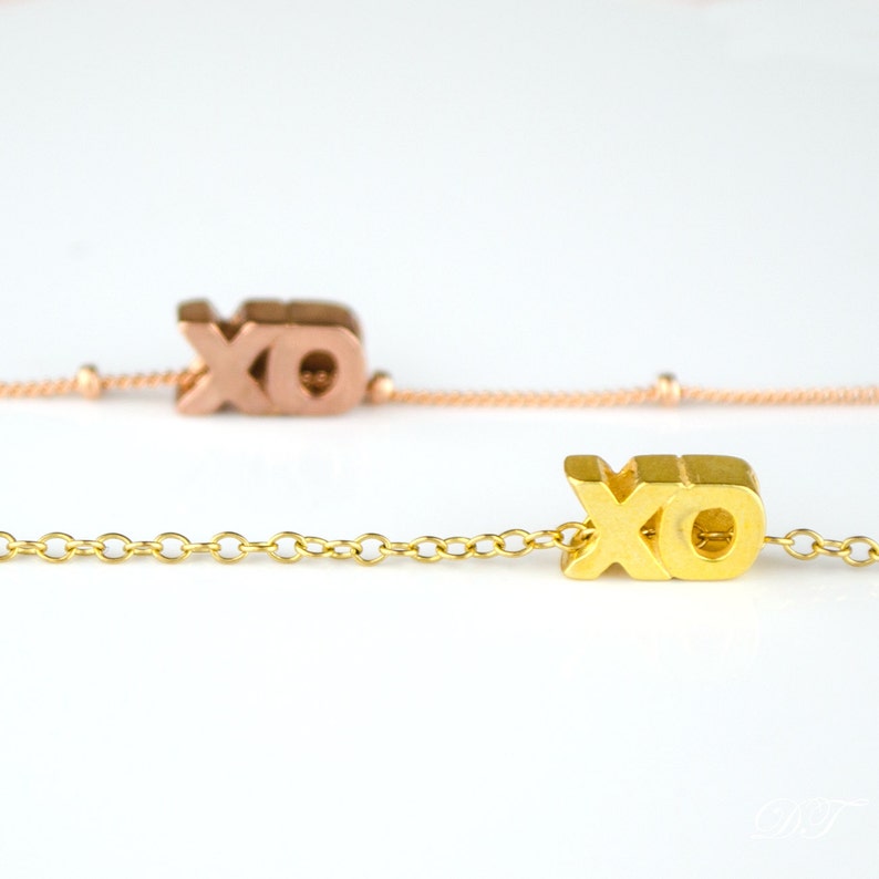XO Necklace Uppercase Gold XO Necklace Rose Gold Xo Etsy