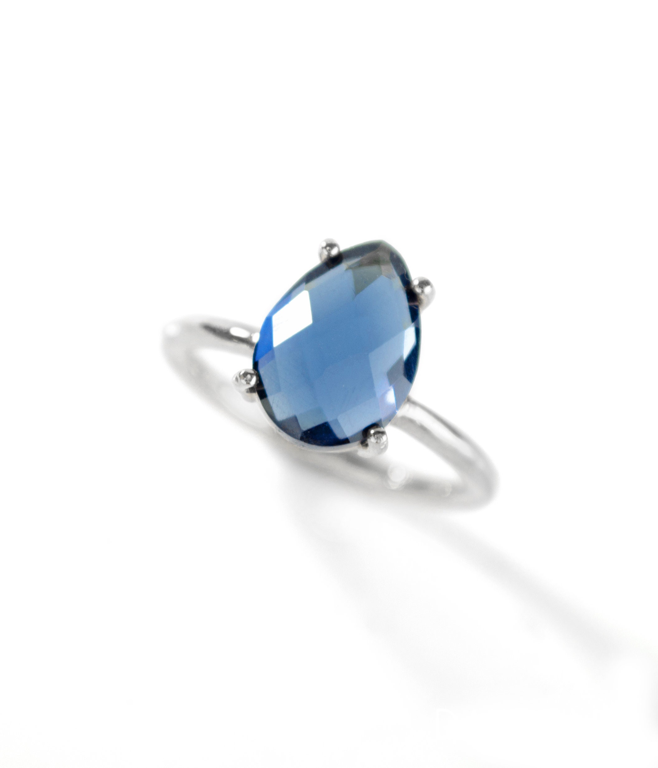 stackable ring blue bezel set ring statement ring Oval ring gold ring Teardrop Kyanite ring September Birthstone gemstone ring