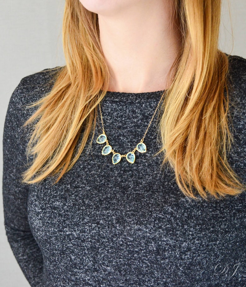 For Mom Grandmother's Charm Necklace, Silver Droplet Charms With