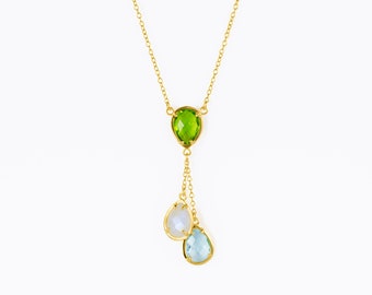 Custom Birthstone Necklace for mom gold, personalized necklace gold, mom birthday gift for mother lariat necklace silver Mothers necklace