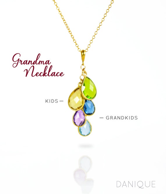 Necklace with Kids Names Child Birthstone Flower Necklace Grandma Mom  Christmas | eBay
