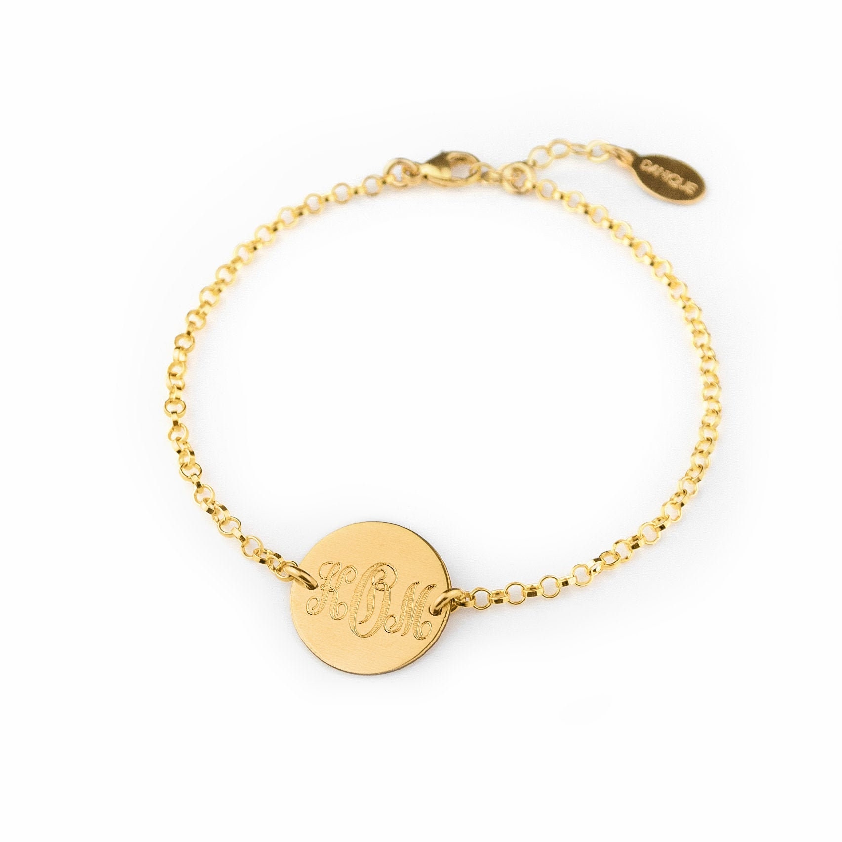 Personalized Monogram Bracelet, Large Disc Bracelet, Choose Your initials Bracelet, Personalized Bracelet, Gold Bracelet Bridesmaid Gift