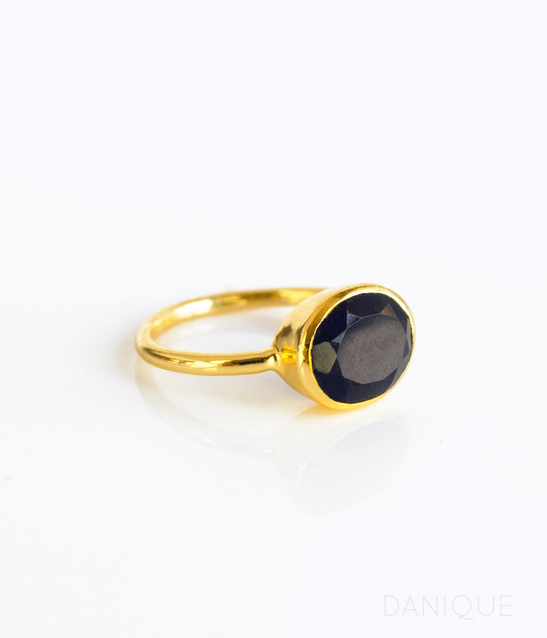 Black Onyx ring, Black gemstone jewelry, Capricorn birthstone, December birthstone alternative, Grounding stone ring, Protection gemstone, Oval Onyx ring, 18k gold Vermeil, Stackable black ring, Bezel set gemstone