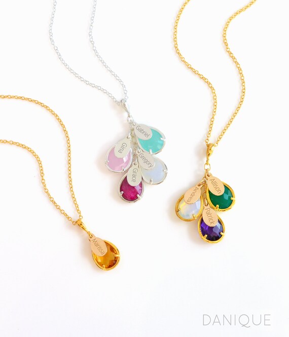 Gift Custom Birthstone Name Necklace 