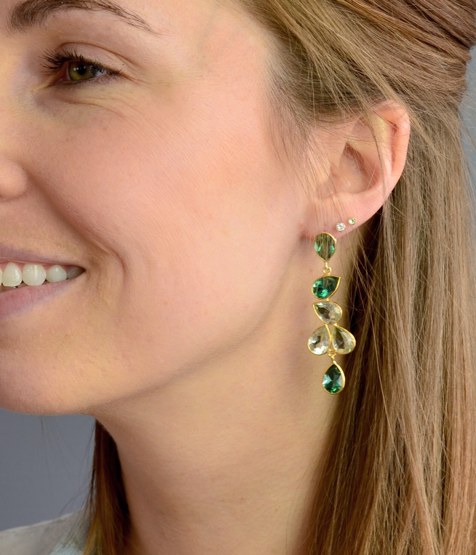 Large Elegant Statement Dangle Drop Earrings With Tourmaline Etsy