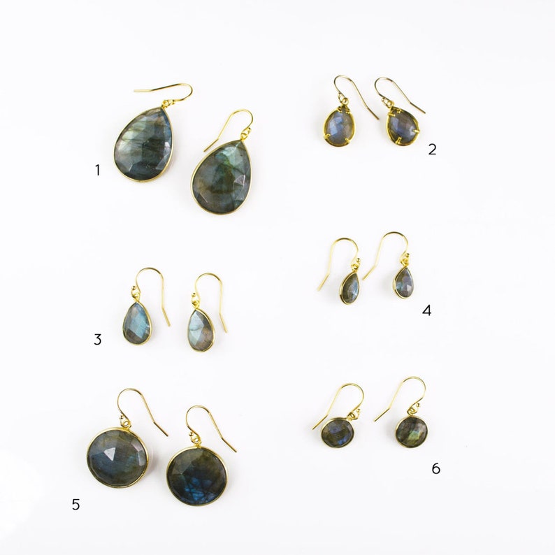 Blue Labradorite earrings, Gemstone earrings, gold drop earrings, Large Gemstone Earrings, Statement Earrings Dangle Earrings image 4