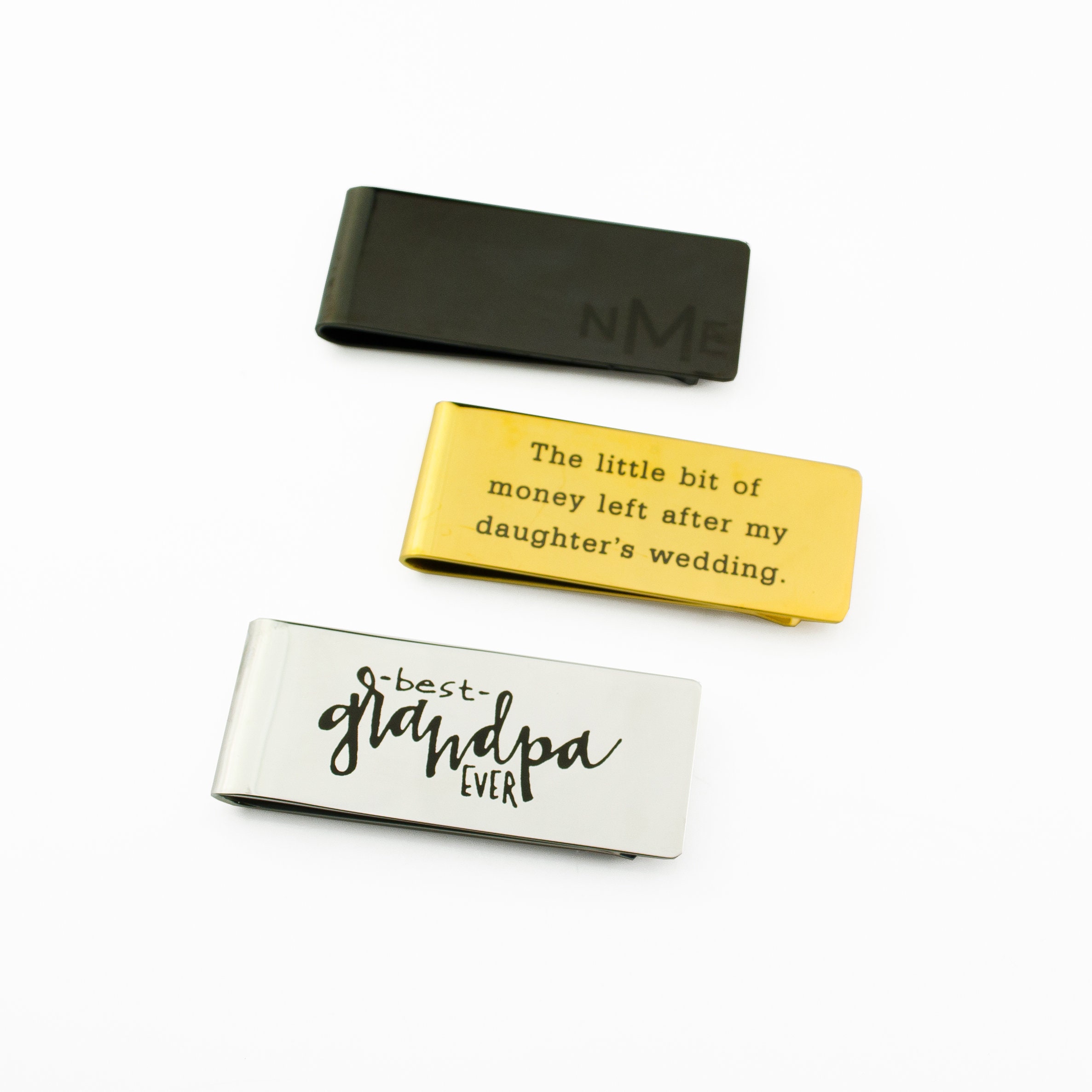 Custom Engraved Money Clip • Monogram Initials, Photo