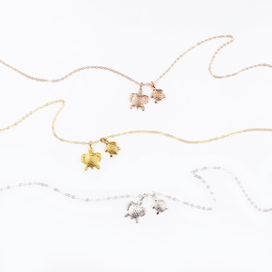 Mother and Baby Turtle Charm Necklace, 18K Vermeil Gold or Sterling Silver, Mom Necklace, Baby Shower Gift, New Mom Gift