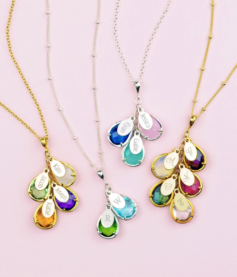 Mothers Day Gift Grandmother Gift for Mom Custom Mothers Necklace Personalized Jewelry Custom Name Charms Birthstone Necklace for Mom