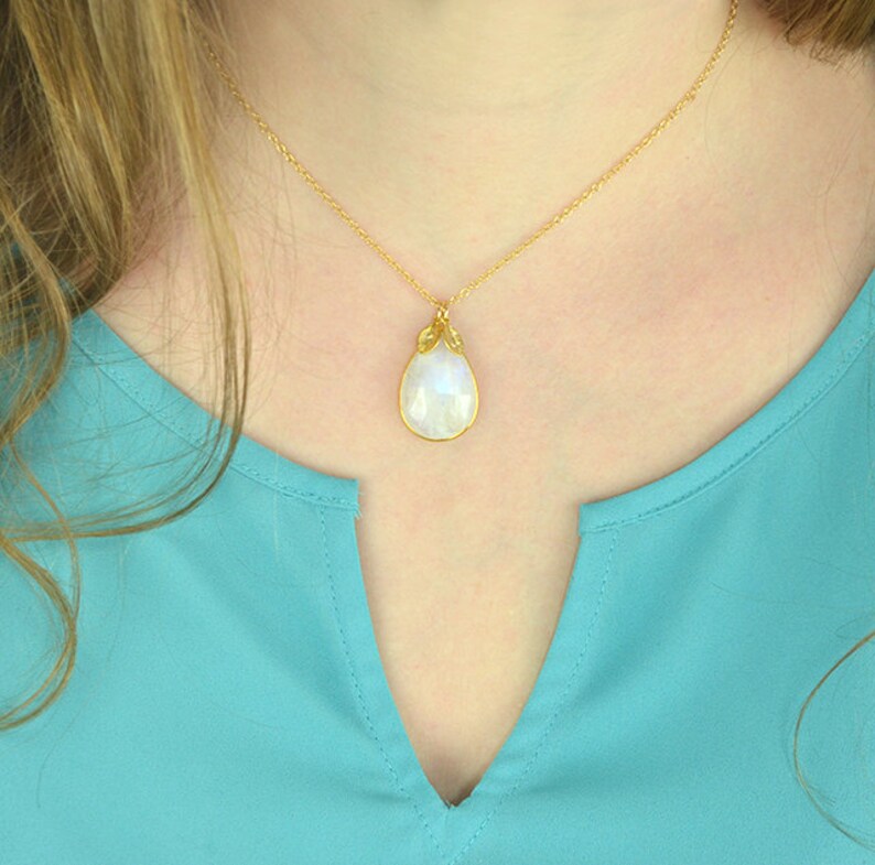 Personalized Gemstone Necklace Large Gemstone Necklace Etsy