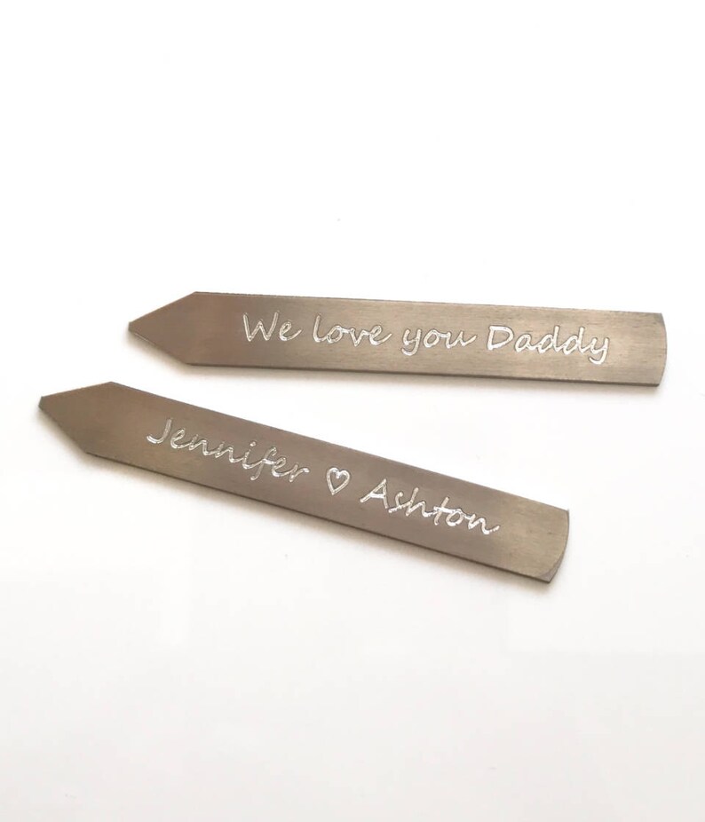 Valentines day gift from wife Actual handwriting stay Best Man Gift Suit and Tie Tuxedo Collar Custom Mens Collar Stays Personalized Stay