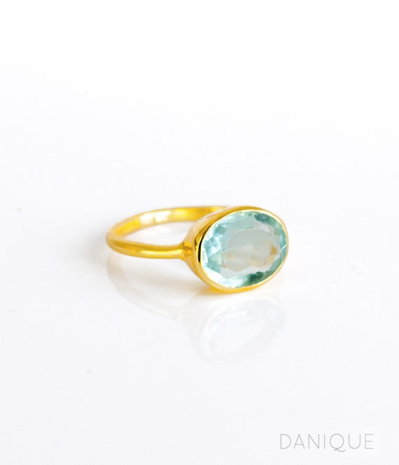 Swiss Blue Topaz Ring* Minimalist Ring* December Birthstone Ring* Dainty Ring* Stacking Ring* 18k Gold Ring* Promise Ring* Gift for her